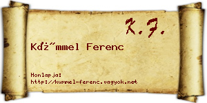 Kümmel Ferenc névjegykártya
