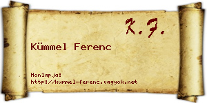 Kümmel Ferenc névjegykártya